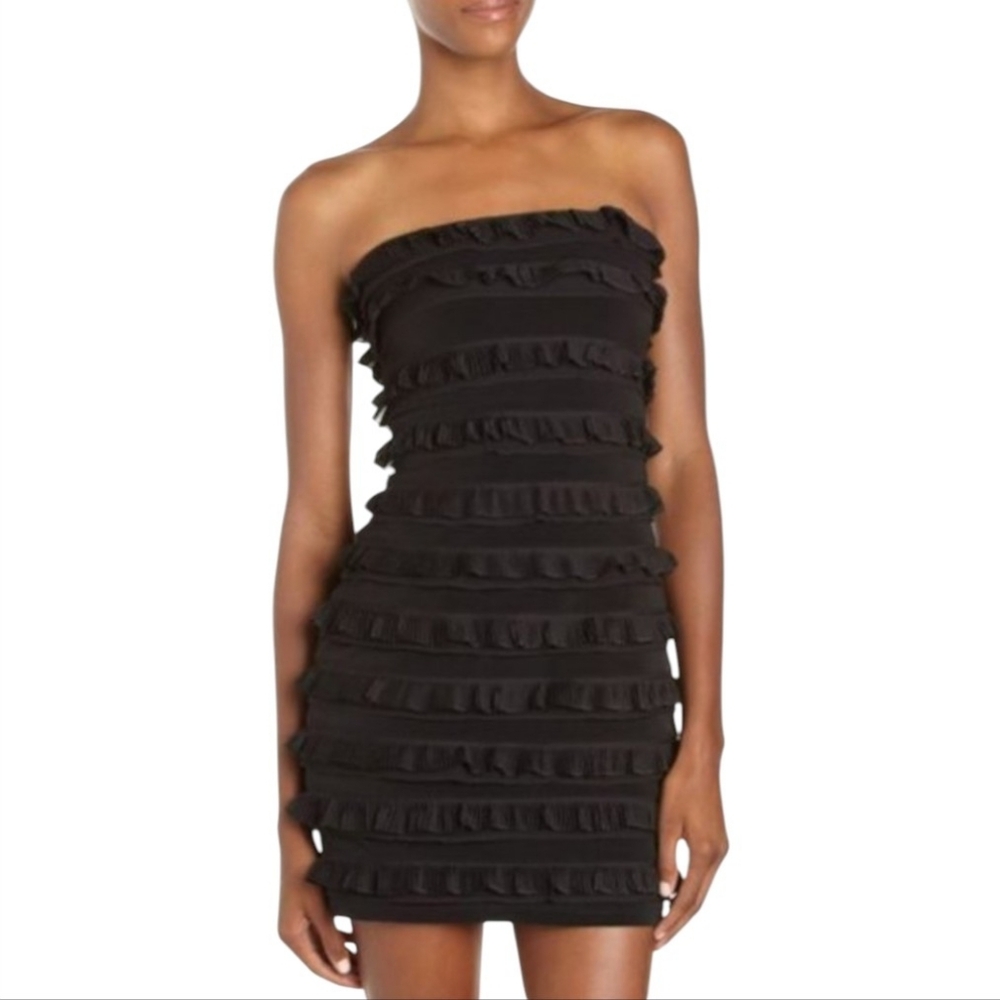 Elizabeth And James Vivienne Silk Black Tiered Ruffle Mini Dress Size Small